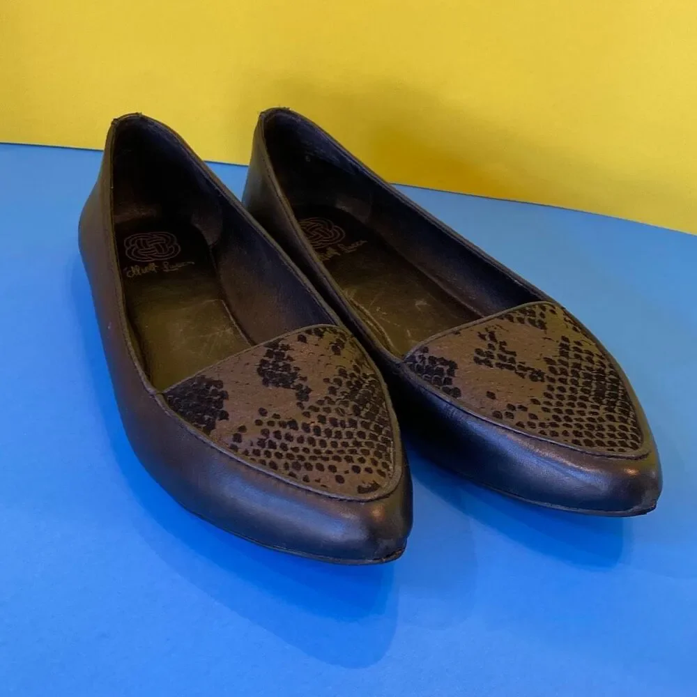 Elliot Lucca Women's Black Leather (Snake Skin) Shoes Size 8